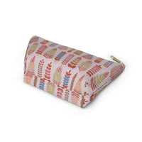 Stamped Leaves Accessory Pouch w T-bottom in Red
